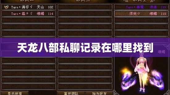 天龙八部私聊记录在哪里找到